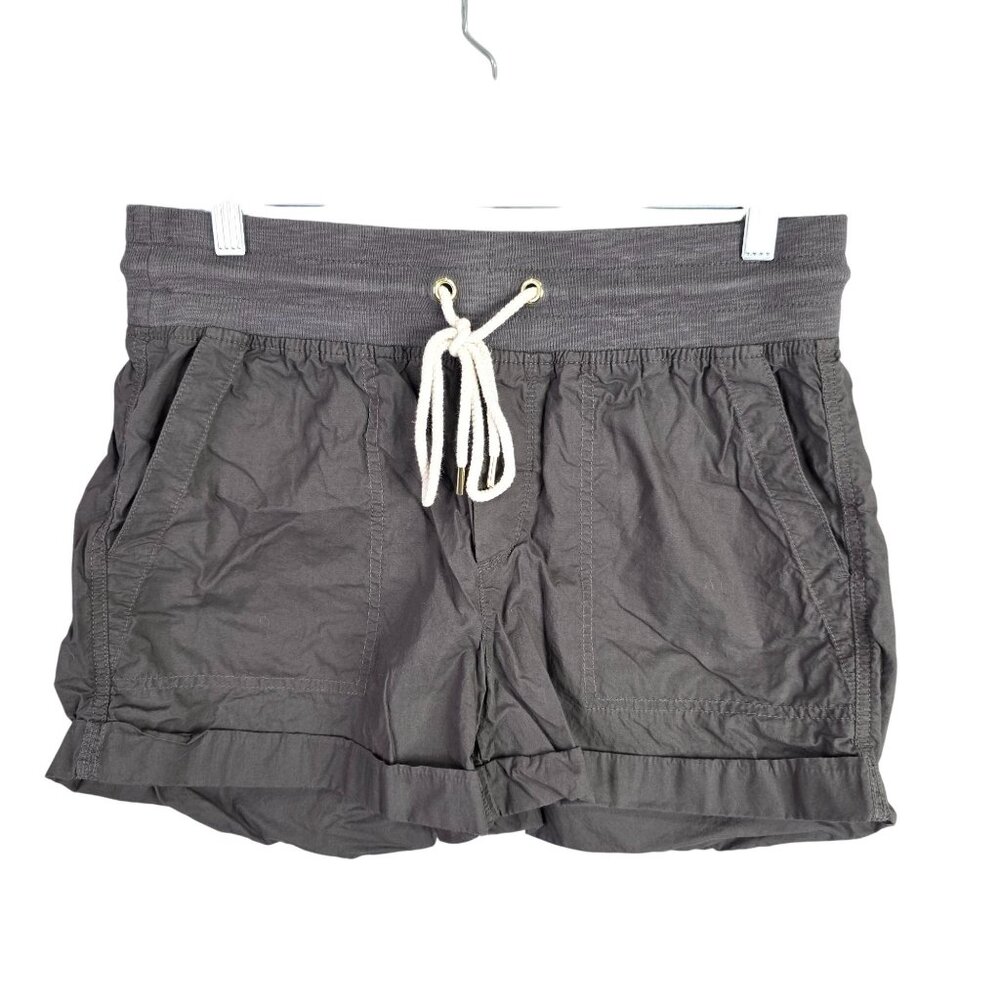 Womens Lou & Grey Gray Shorts Cuffed Drawstring 3" Inseam 100% Cotton Size M